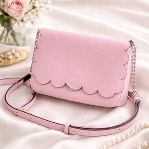 Kate Spade Lavender Crossbody Bag with Flap Closure and Scalloped Edge